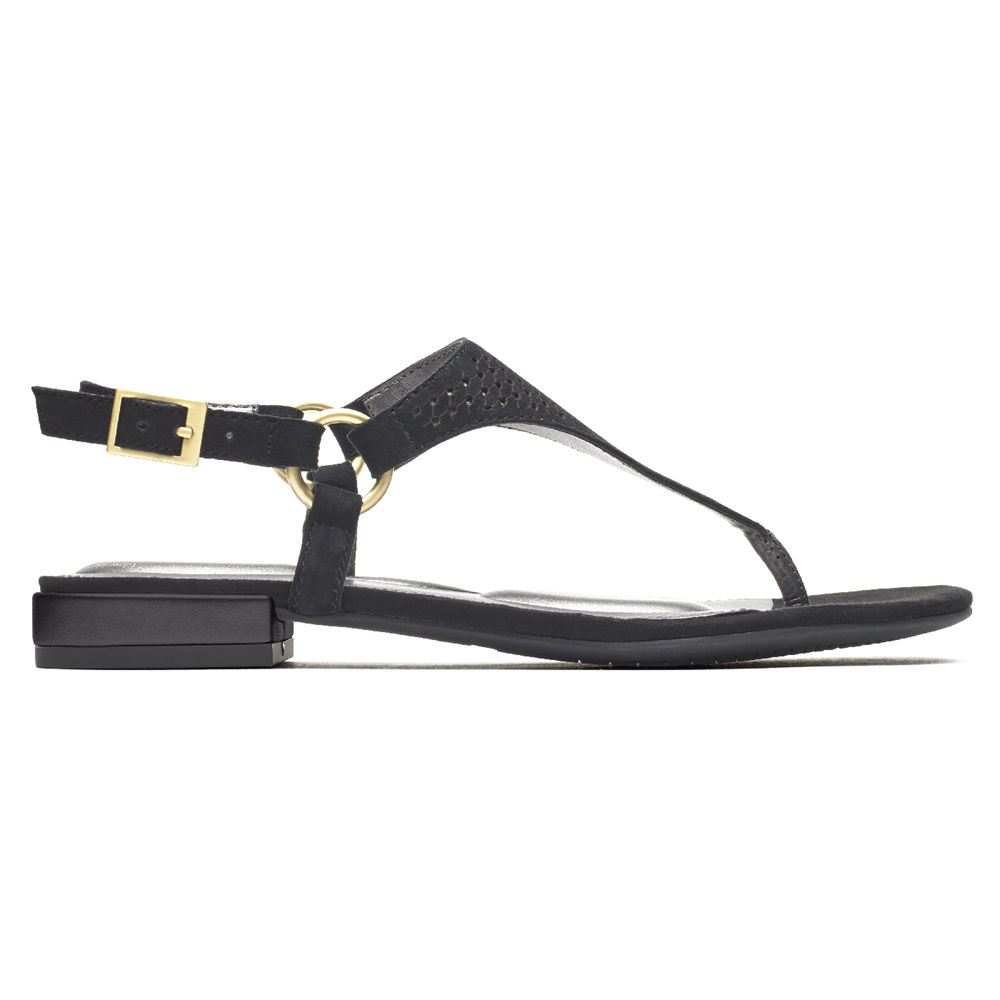 Sandalias Rockport Mujer Mexico - Total Motion Zosia Thong Negros - XEGSM5206